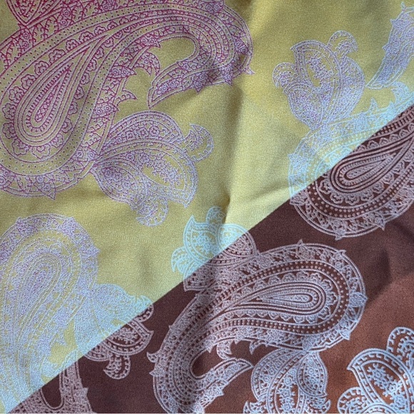 Jones New York Paisley Scarf 21” Square Purple Brown Orange Gold - Picture 9 of 10